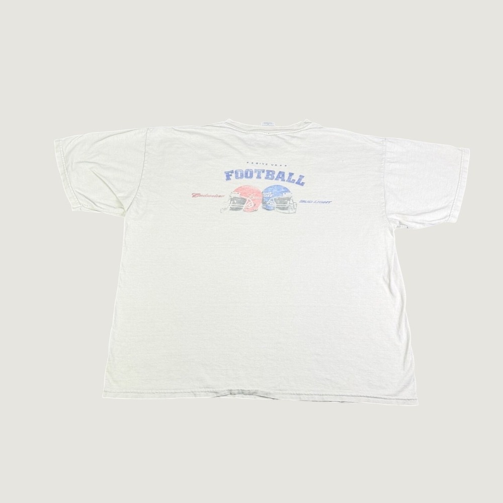 Vintage Budweiser Bud Light Football T Shirt White XL Gildan Ultra Cotton Tee